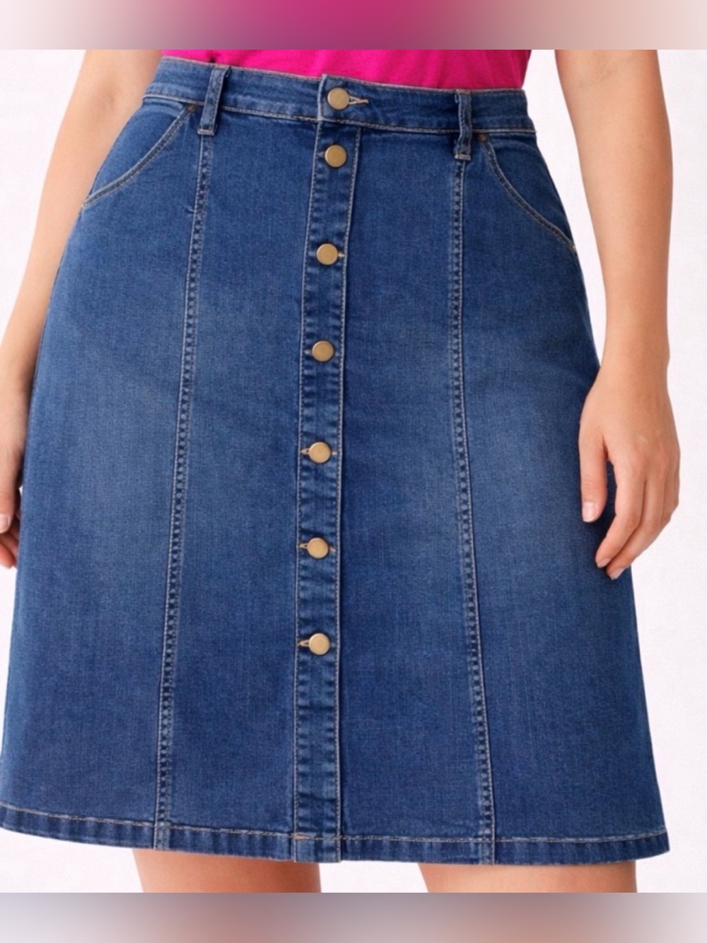 Esteez Denim A-Line Button Front Skirt women’s Size 8 Stretch(A532)